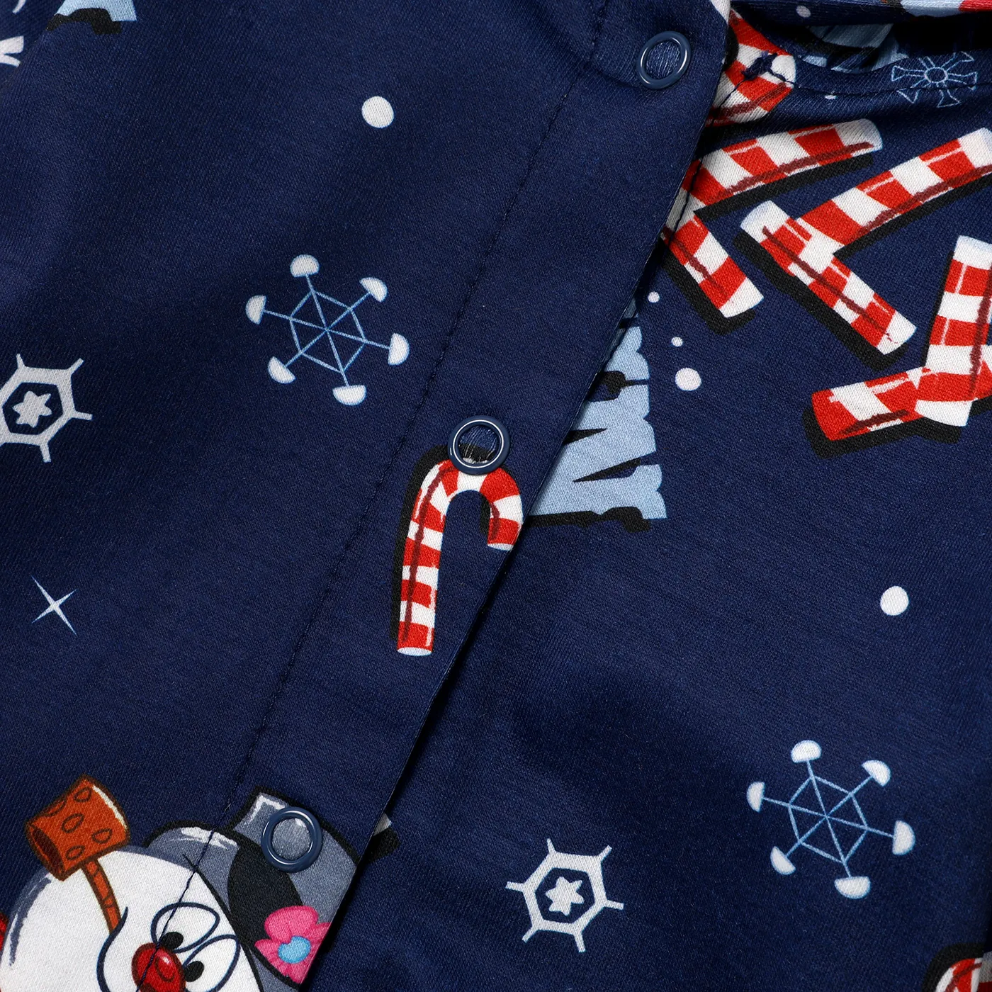 Frosty The Snowman Family Matching Christmas Allover Zip-up Hooded Onesies Pajamas(Flame Resistant) Deep Blue image 6