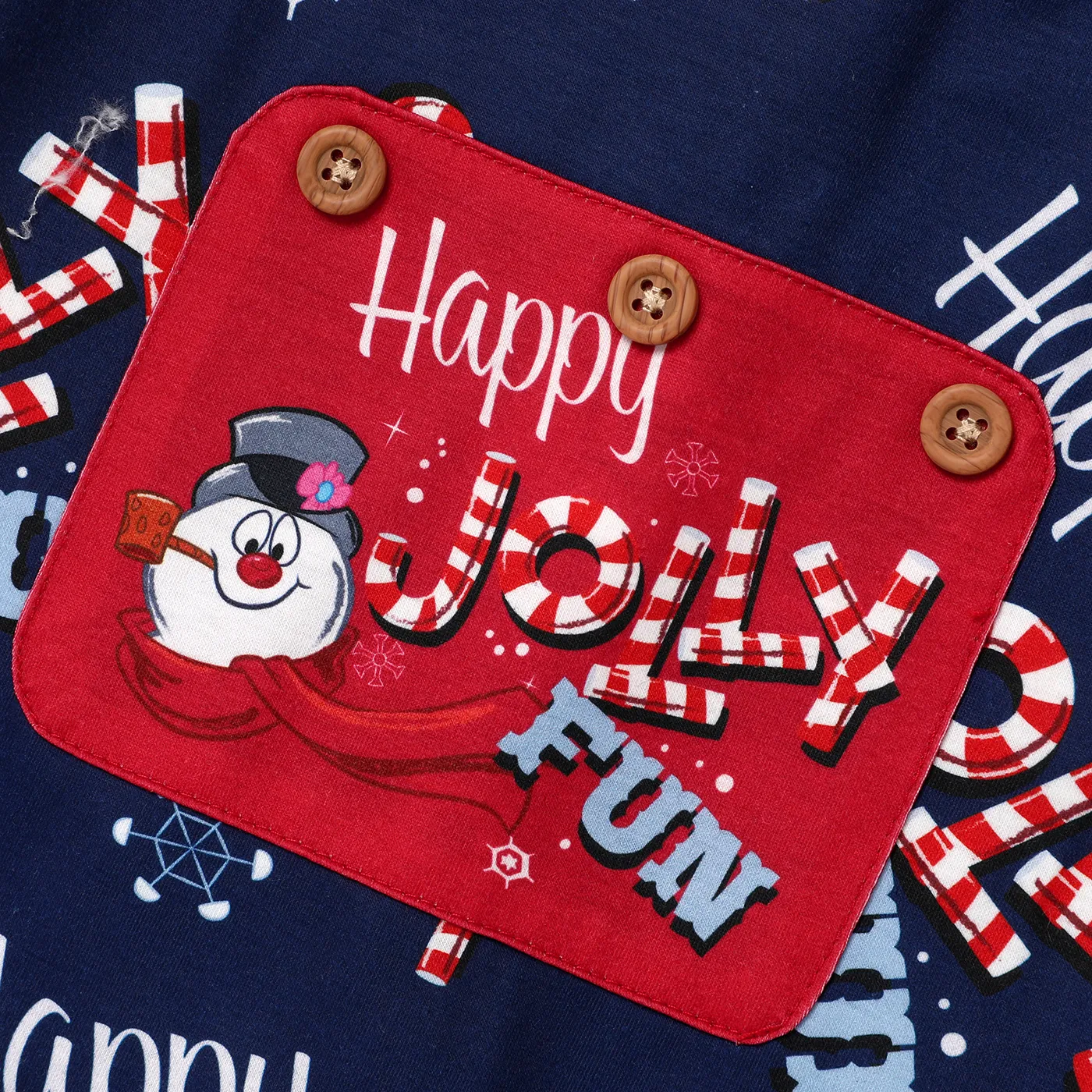 Frosty The Snowman Family Matching Christmas Allover Zip-up Hooded Onesies Pajamas(Flame Resistant) Deep Blue image 5