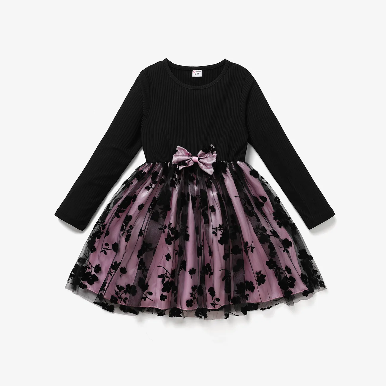 Kid Girl Sweet Plants and Floral 3D Skirt/Dress Pink big image 1