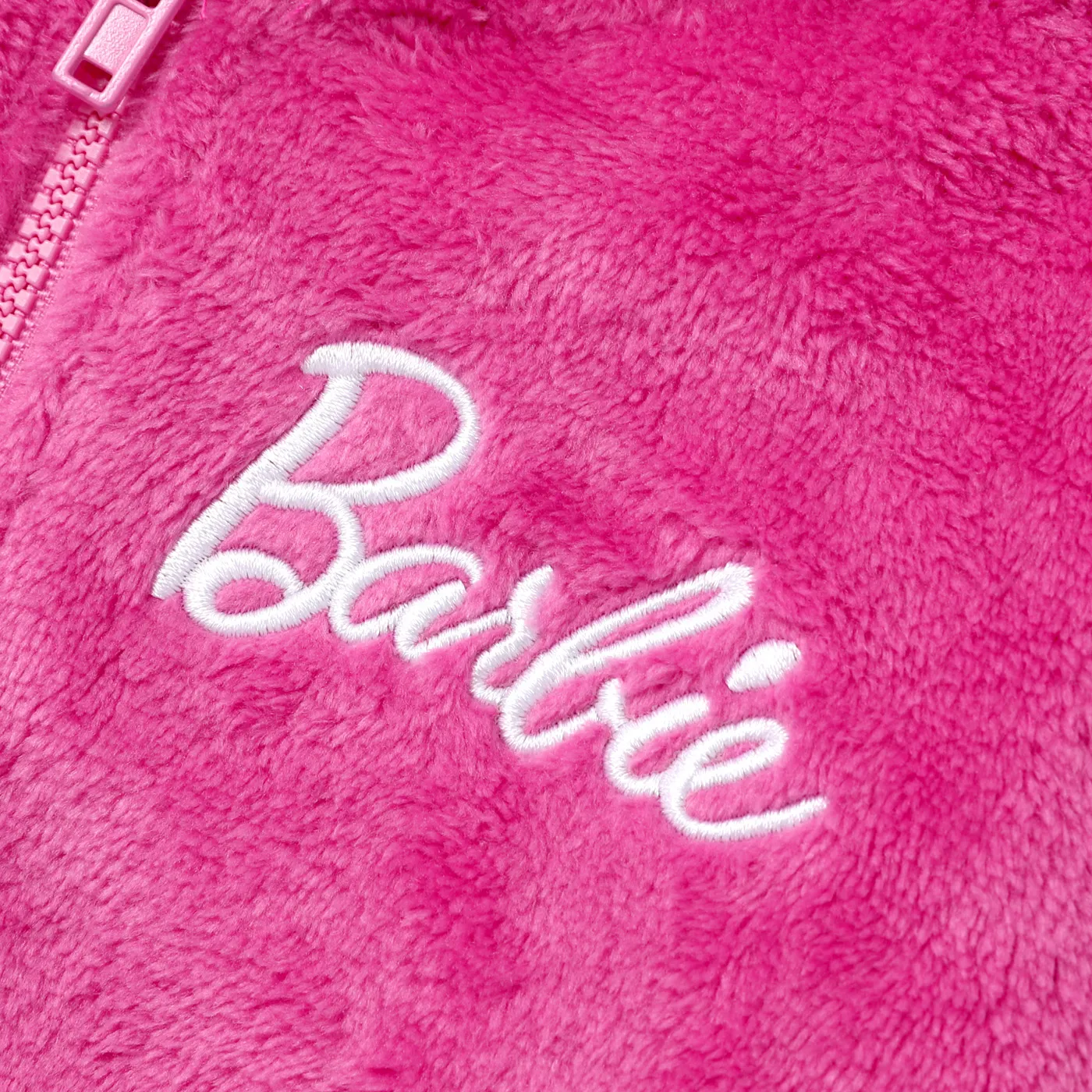 Barbie Plush Embroidered Graphic Coat Roseo image 4