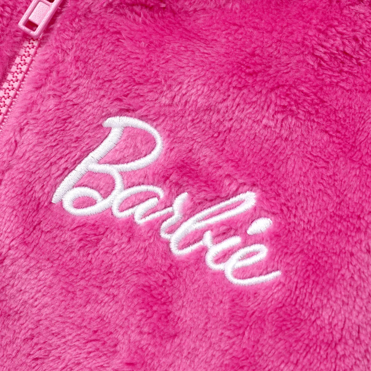 Barbie Plush Embroidered Graphic Coat Roseo big image 1