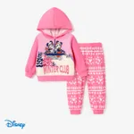 Disney Mickey and Friends Toddler Girl/Boy 2pcs Character Print Long-sleeve Top and Pants Set Pink