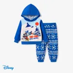 Disney Mickey and Friends Toddler Girl/Boy 2pcs Character Print Long-sleeve Top and Pants Set Blue
