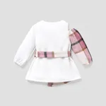 Baby Girl Plaid Buttons Belted Long-sleeve Dress  image 2