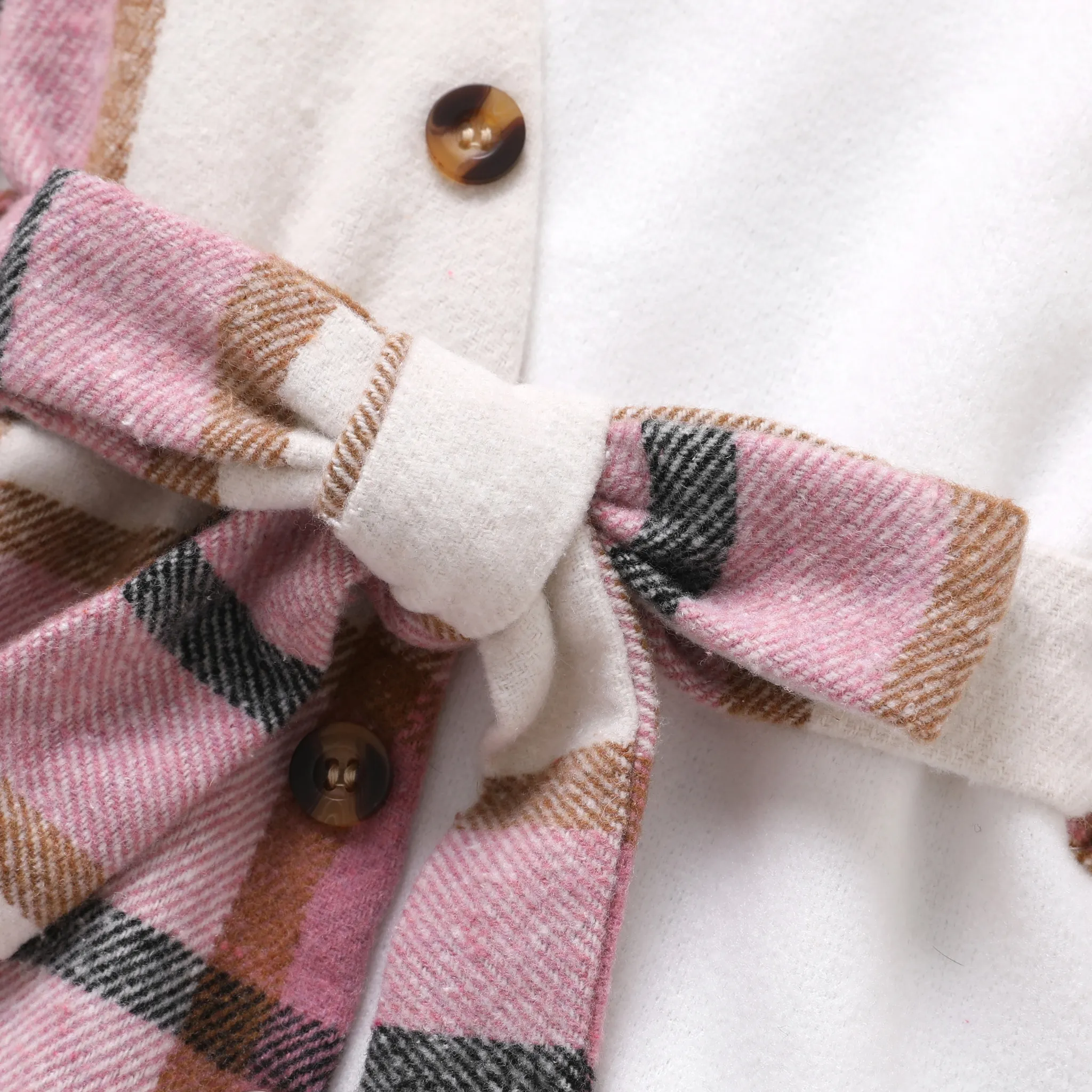 Baby Girl Plaid Buttons Belted Long-sleeve Dress  image 4