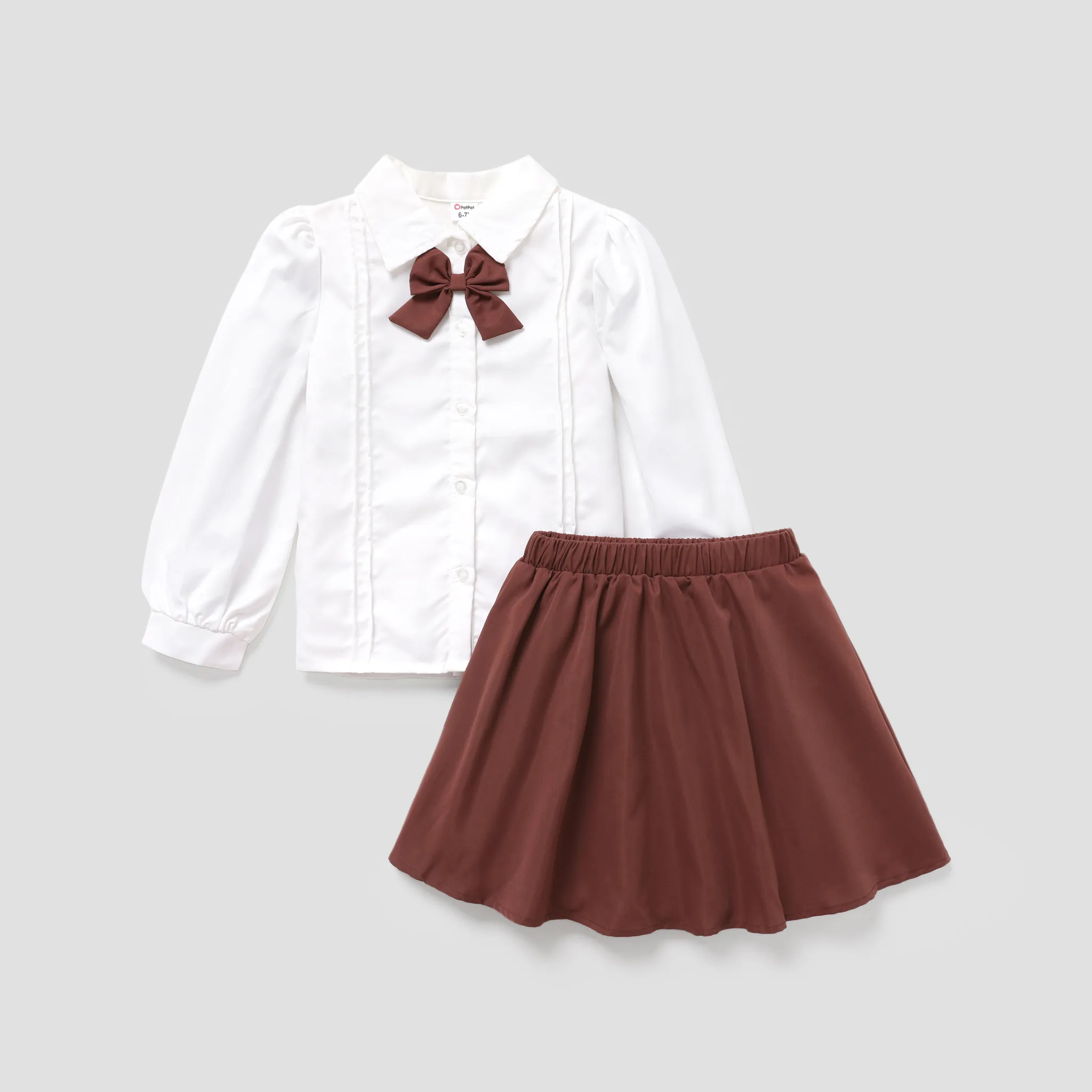  2PCS Kid Girl Sweet 3D Hyper-Tactile Skirt Set White image 2