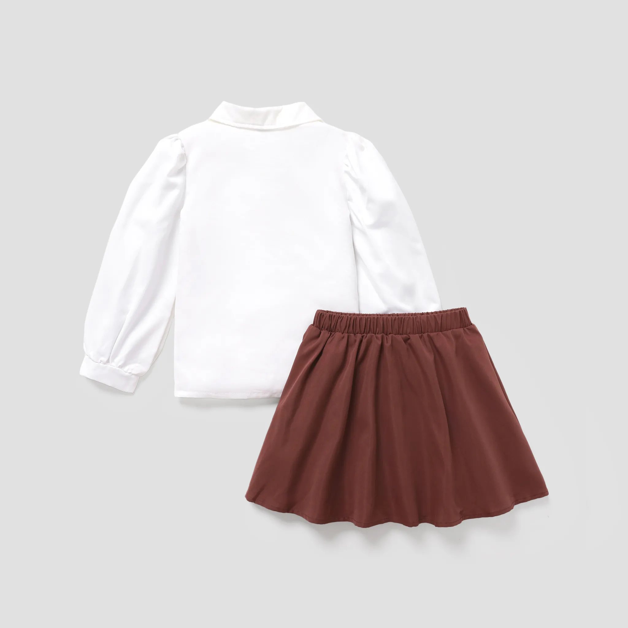  2PCS Kid Girl Sweet 3D Hyper-Tactile Skirt Set White image 3