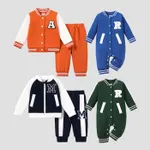Baby Boy Carta bordado de manga comprida macacão esportivo / 2pcs Sports Sets  image 2