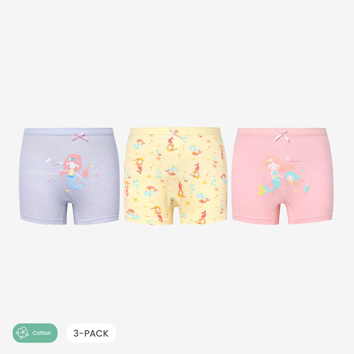 

3Pcs Kid Girl Mermaid Pattern Cotton Boxer Briefs Underwear