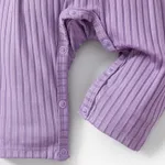 Baby Girl All Over Rabbit Print/Solid color/Floral print Ribbed V Neck Short-sleeve Jumpsuit Purple image 6