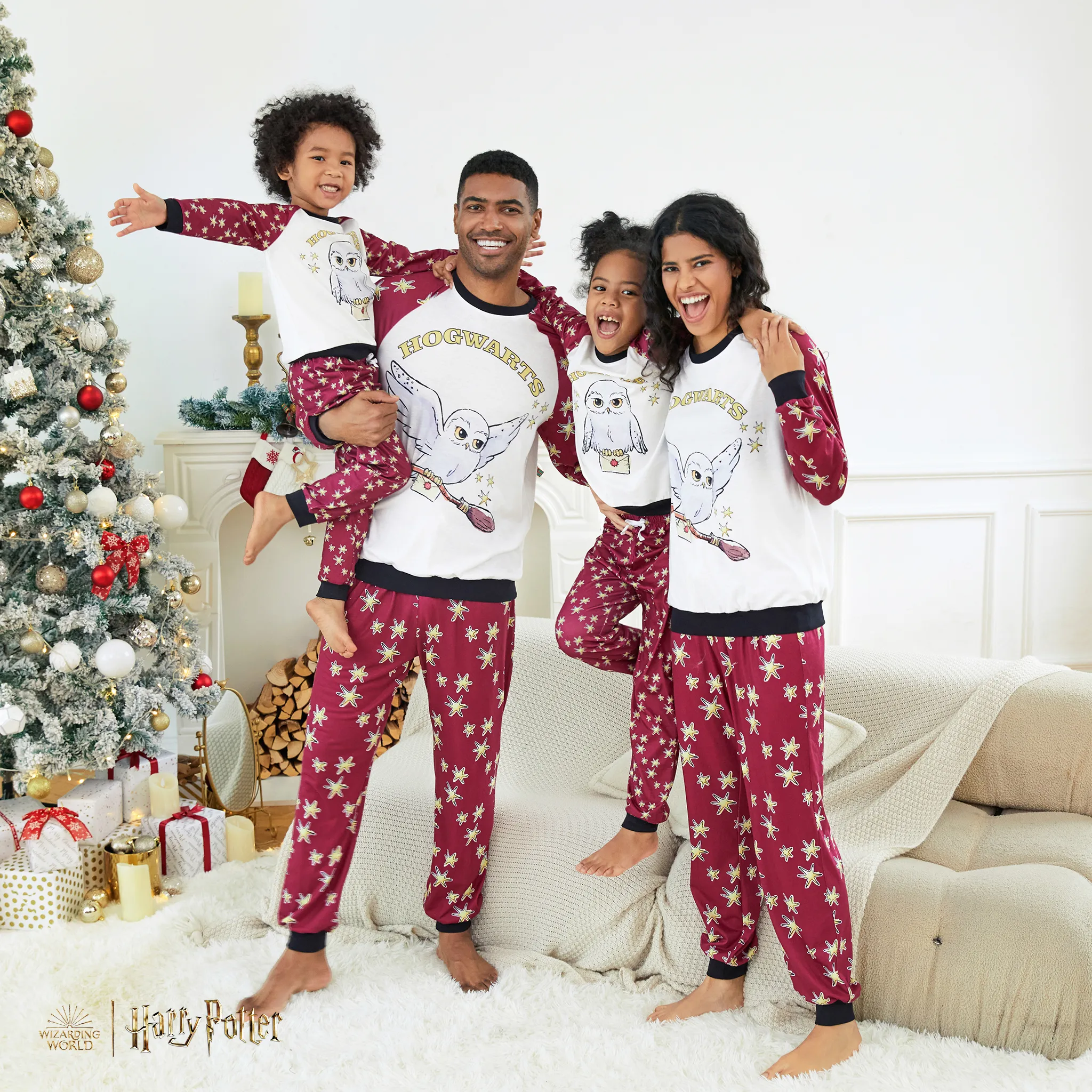 Harry Potter Christmas Family Matching Letter& Character Print Long-sleeve Pajamas Sets (Flame Resistant)