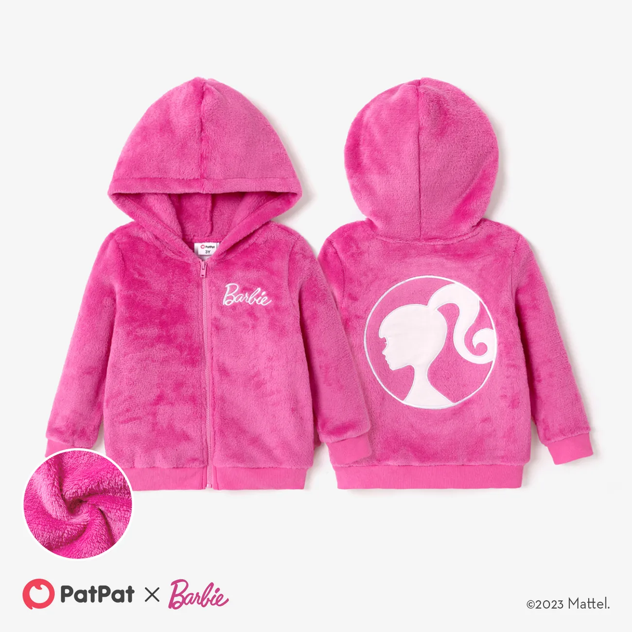 Barbie Plush Embroidered Graphic Coat Roseo big image 1