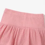 Kid Girl Ribbed Ruffled Solid Color Skirt Leggings Pink image 5