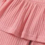 Kid Girl Ribbed Ruffled Solid Color Skirt Leggings Pink image 4
