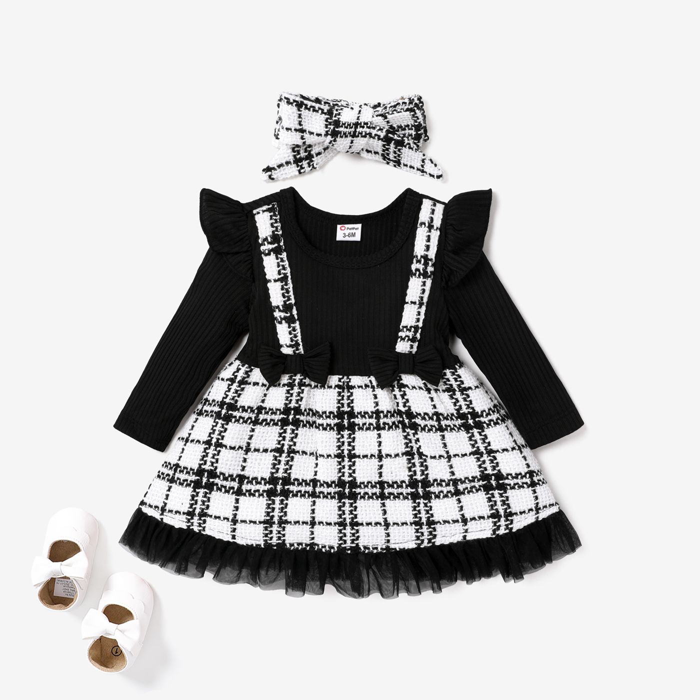 2PCS Baby Girl Hyper-Tactile  Classic  Grid Dress