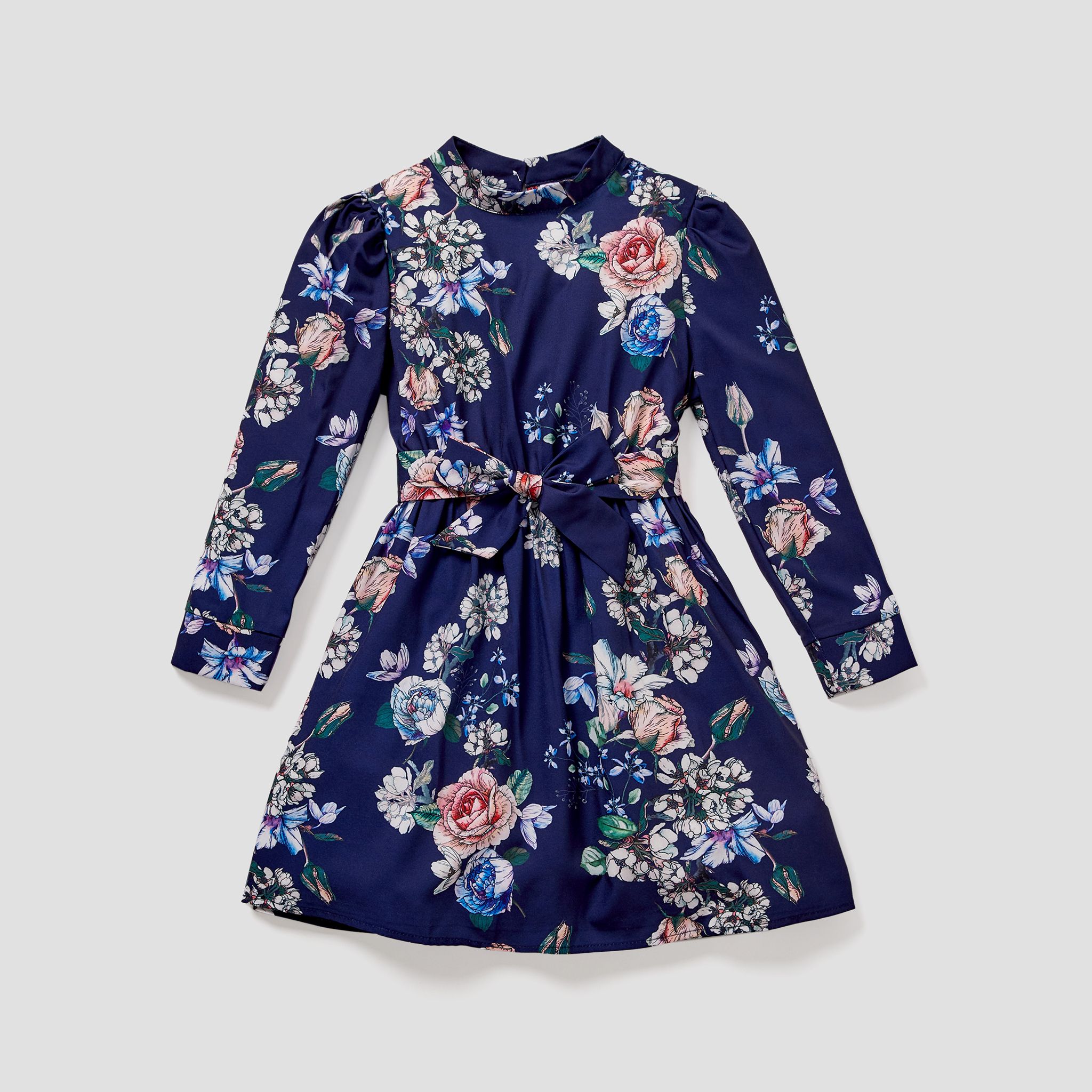 Kid Girl  Sweet Floral Stand Collar Skirt/Dress