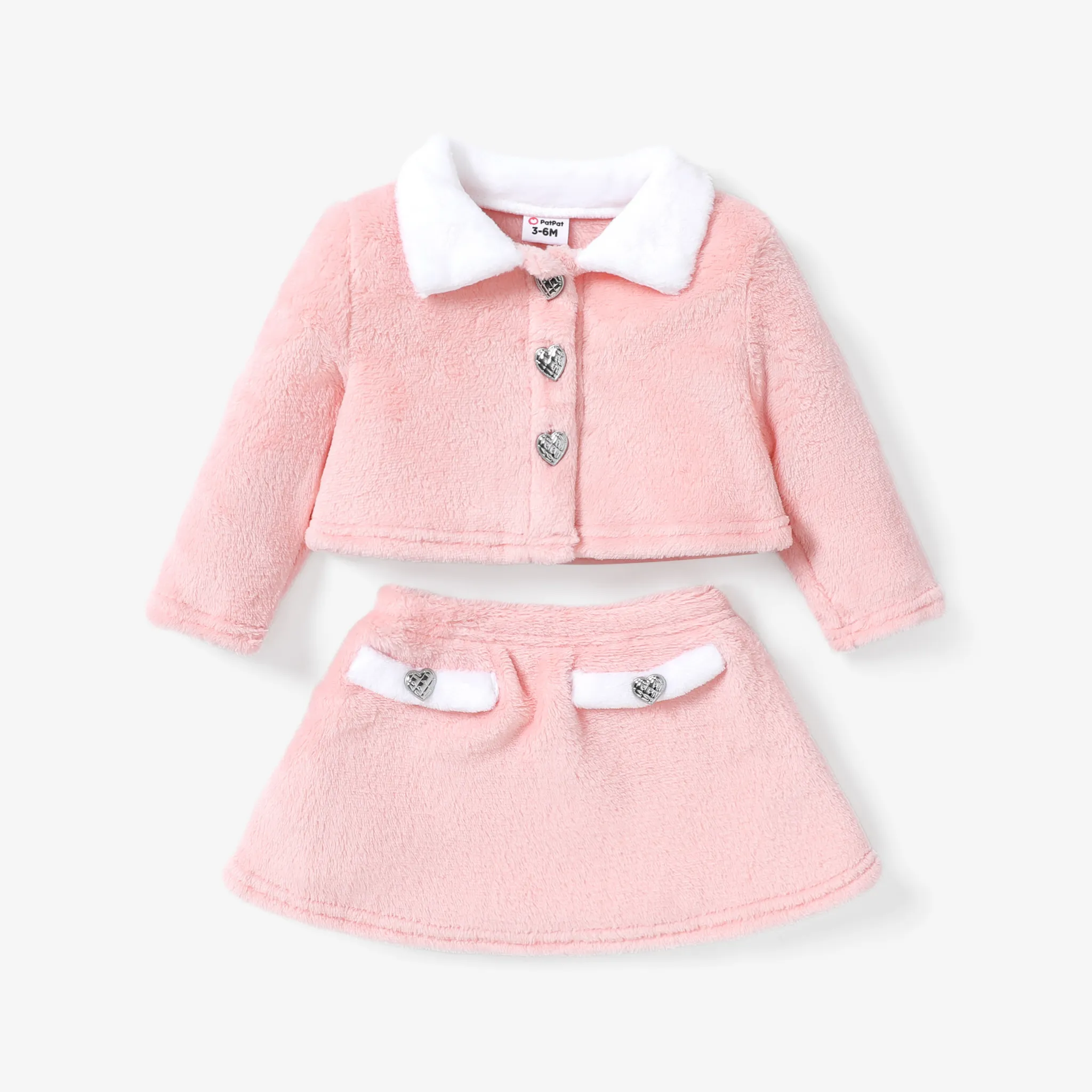 

2PCS Baby Girl Button Design Basic Solid Color Long Sleeve Dress Set
