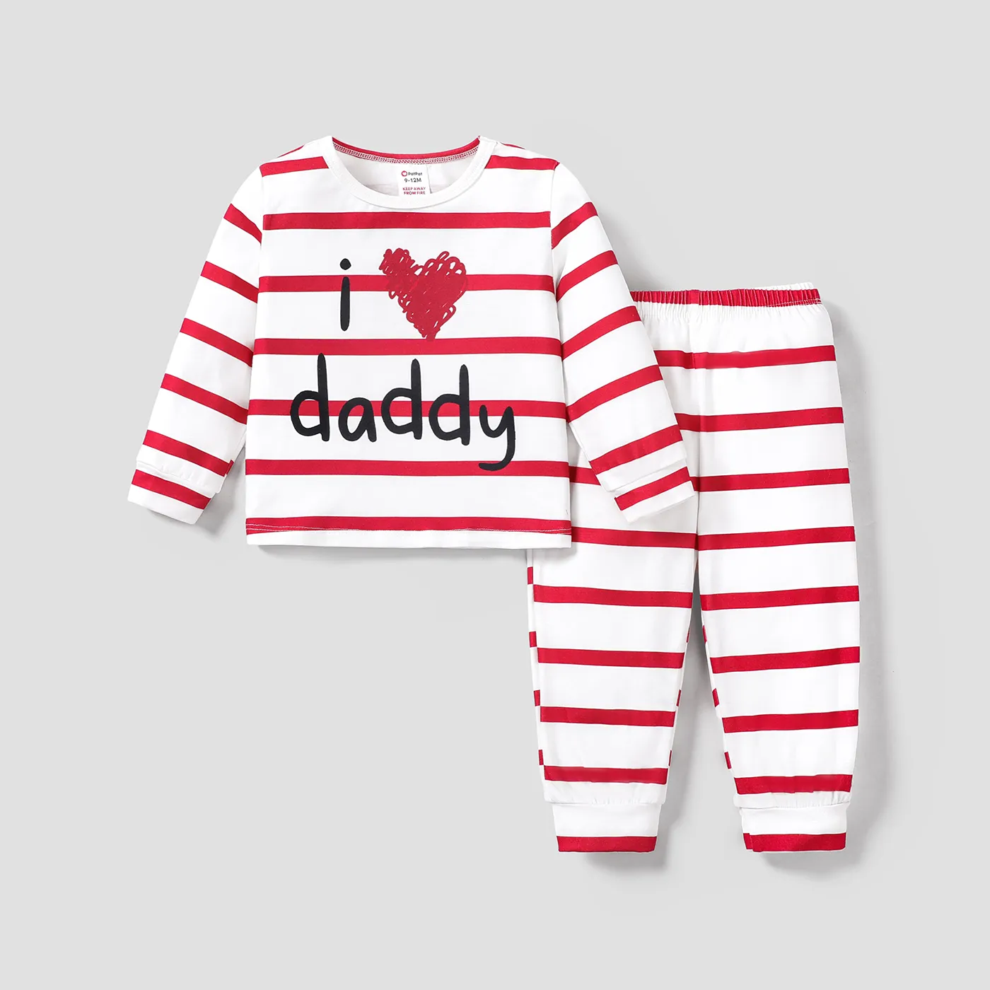 2pcs Baby/Toddler Girl/Boy Letter and Heart Pattern Pajamas Baby REDWHITE
