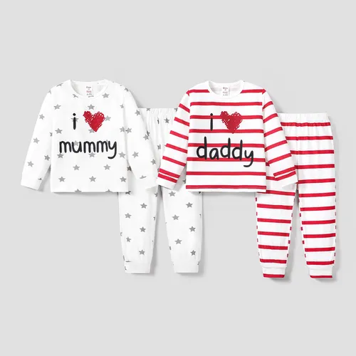 2pcs Baby/Toddler Girl/Boy Letter and Heart Pattern Pajamas