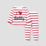 2pcs Baby/Toddler Girl/Boy Letter and Heart Pattern Pajamas Toddler REDWHITE