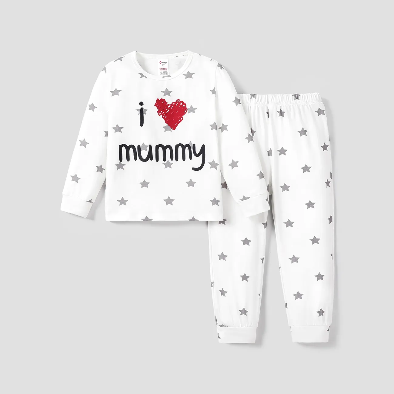 2 Stück Kleinkinder Unisex Lässig Pyjamas weiß big image 1