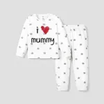 2pcs Baby/Toddler Girl/Boy Letter and Heart Pattern Pajamas Toddler White