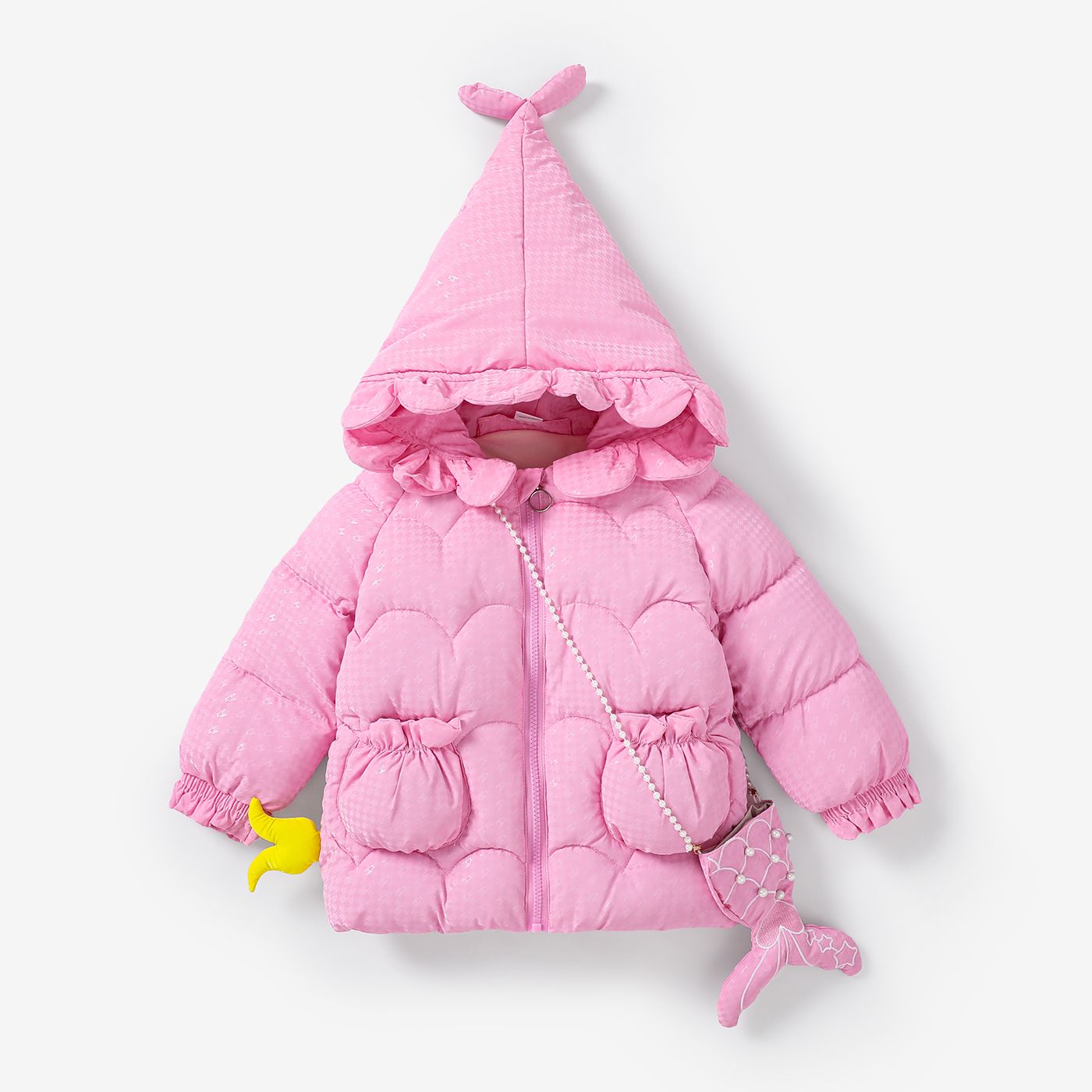 

2pcs Toddler Girl/ Kid Girl New Year Mermaid Animal Pattern Loose StyleCotton Coat