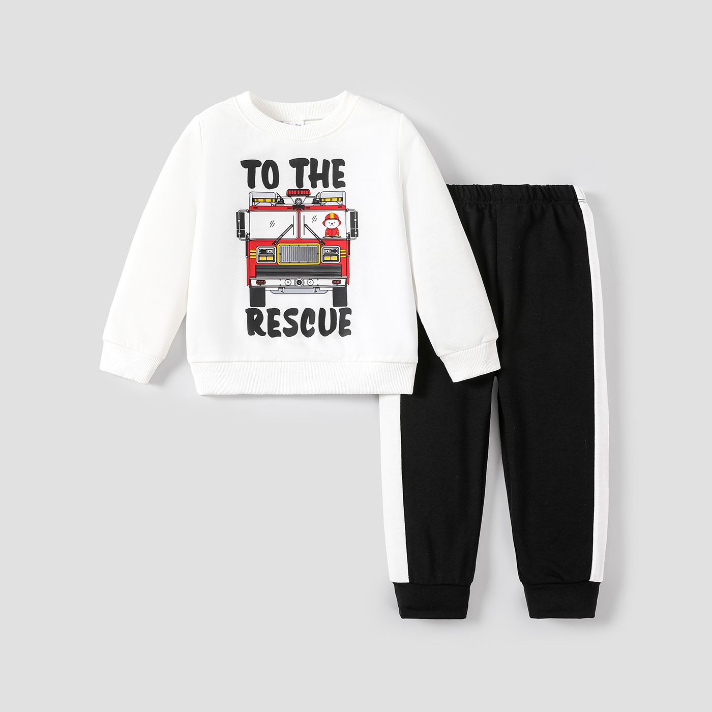 

2pcs Toddler Boy Building Stitched Casual Set