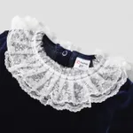 2pcs criança menina elegante sólido cor de algodão conjunto com borda de babado  image 3