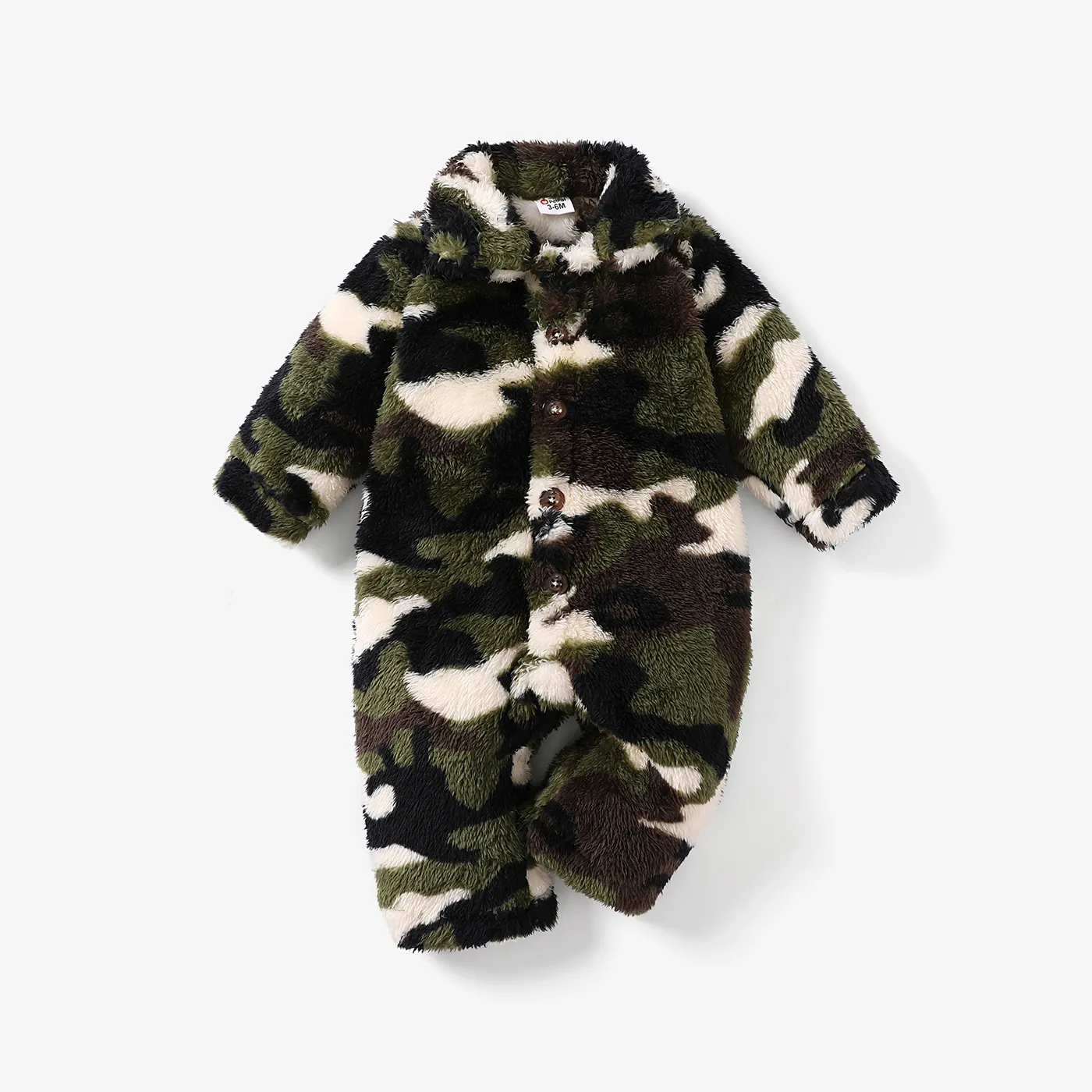 Baby Boy Basic Camouflage Corail Polaire Chemise Col Combinaison