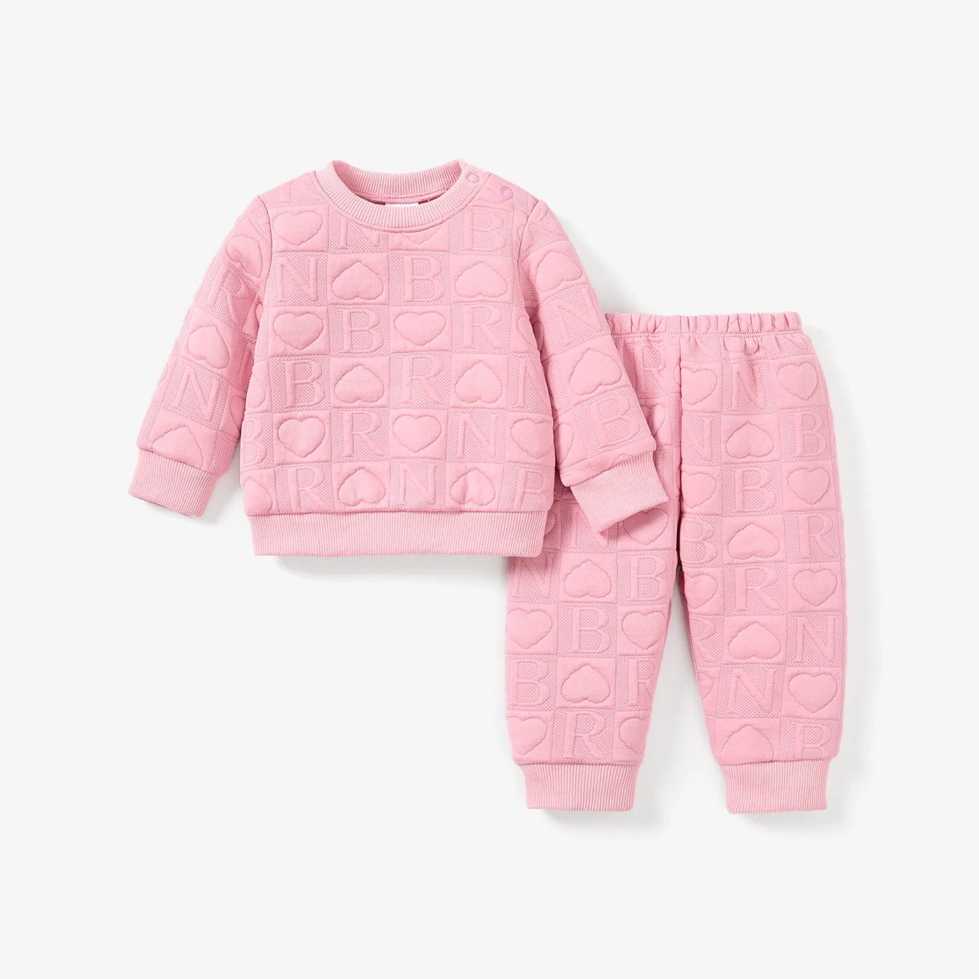 2PCS Baby Girl Button Design Basic Heart-shaped Set 