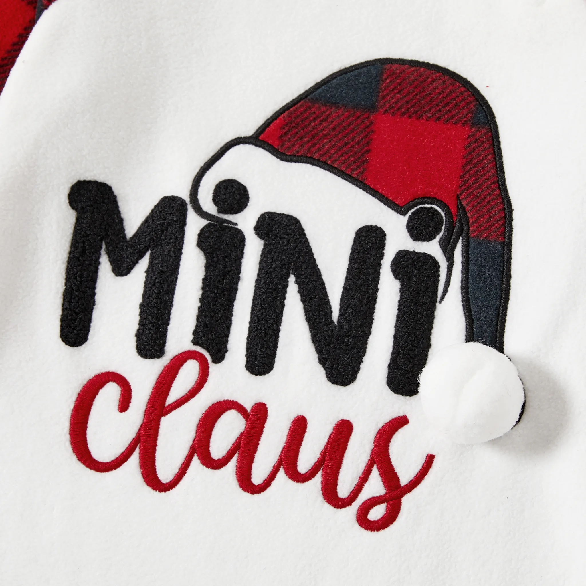 Christmas Family Matching Plaid Letters Embroidered Long-sleeve Pajamas Sets(Flame resistant) Black image 5