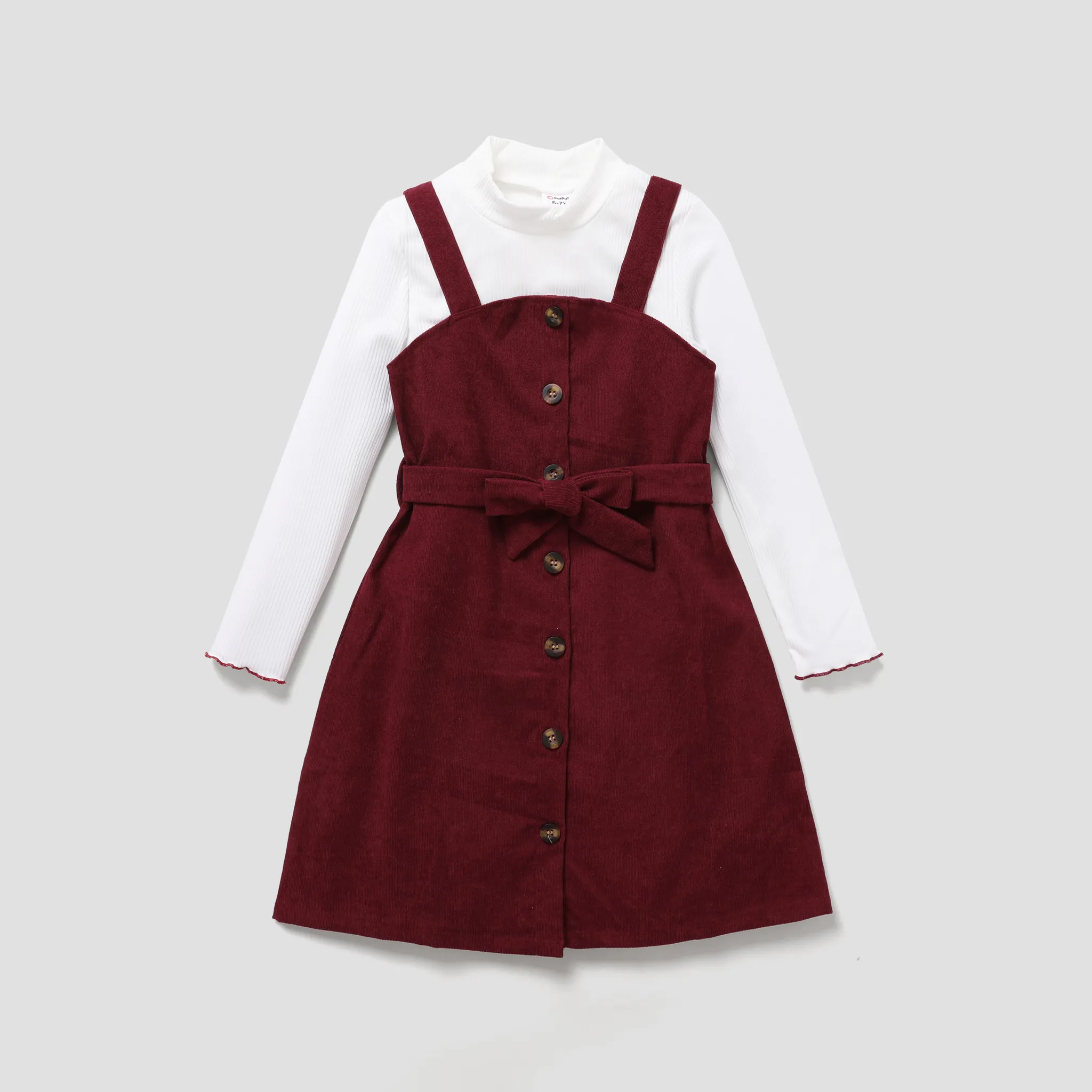 2PCS Kid Girl Fashionable Solid Color Bandage Skirt Set