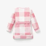  2PCS Toddler Girl Sweet Waist Bag Grid/Houndstooth Pattern Long Sleeve Dress Set    image 2