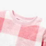  2PCS Toddler Girl Sweet Waist Bag Grid/Houndstooth Pattern Long Sleeve Dress Set    image 3