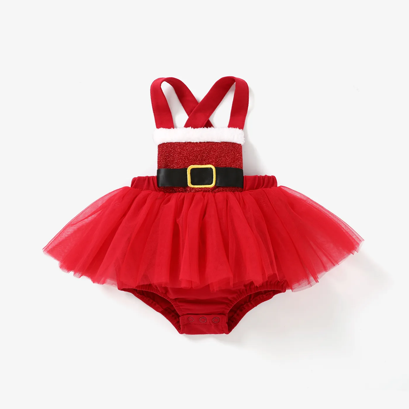 Baby Girl Christmas Mesh Strap Romper  big image 1