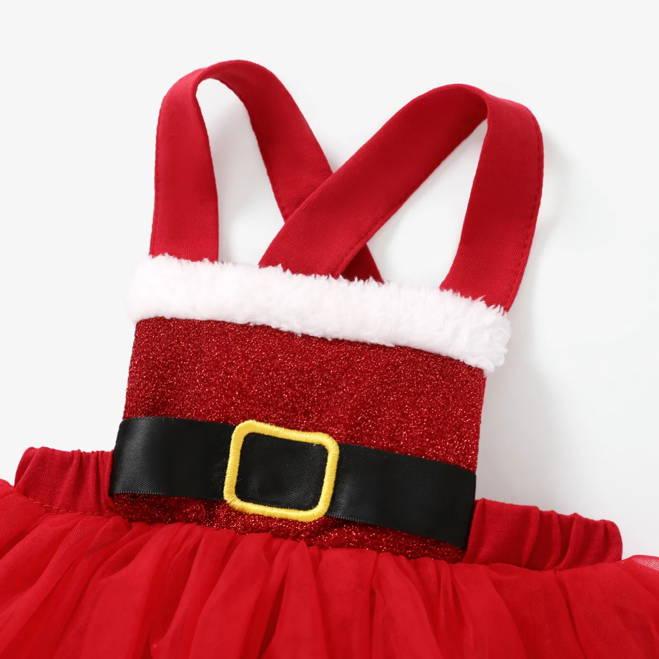 Noël Bébé Fille Couture de tissus Doux Sans manches Barboteuses Rouge big image 1