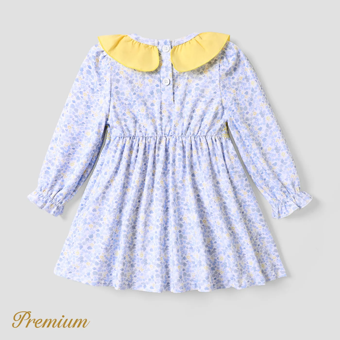 Toddler Girl Elegant Broken Flower Long Sleeve Pattern Dress Multi-color image 2