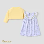 2pcs Baby Girl Elegant Broken Flower Ruffle Long Sleeve Dress Set  image 2