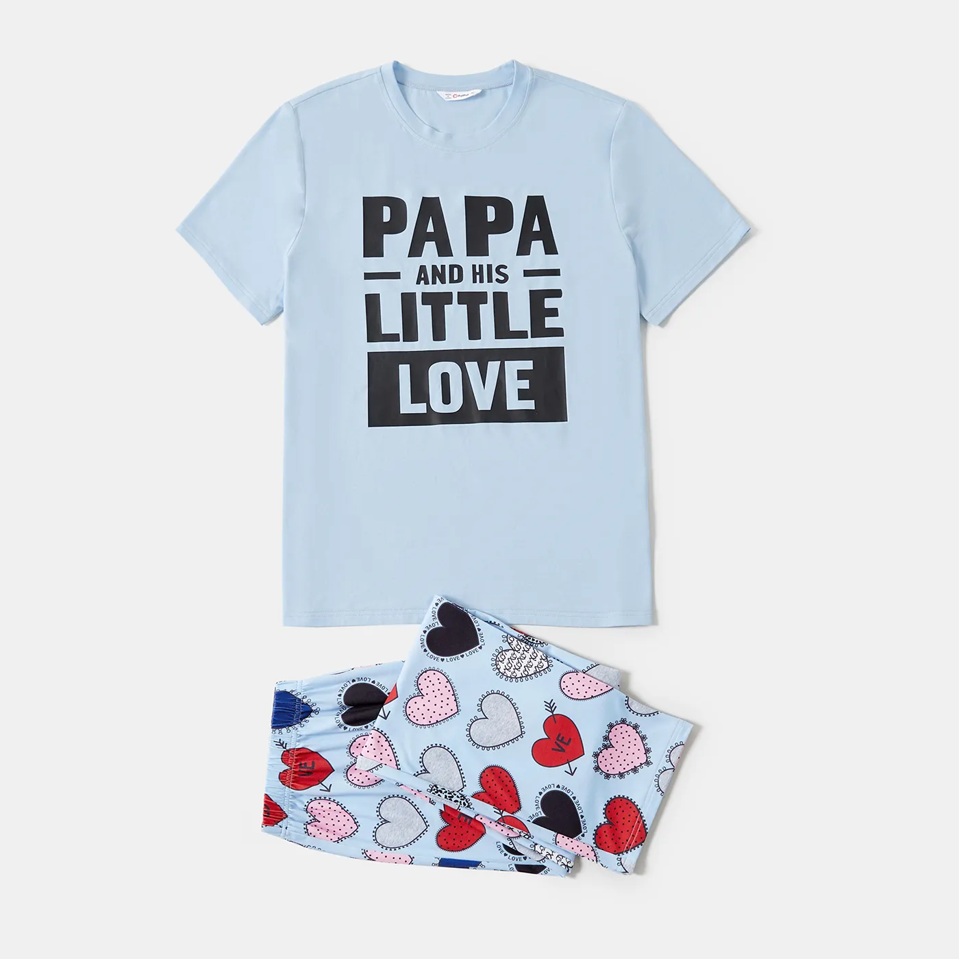 Valentine's Day Family Matching Letters & Heart Pattern Short-sleeve Pajamas Sets(Flame Resistant)