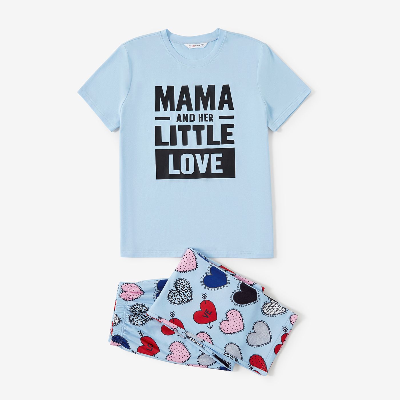 Valentine's Day Family Matching Letters & Heart Pattern Short-sleeve Pajamas Sets(Flame Resistant)