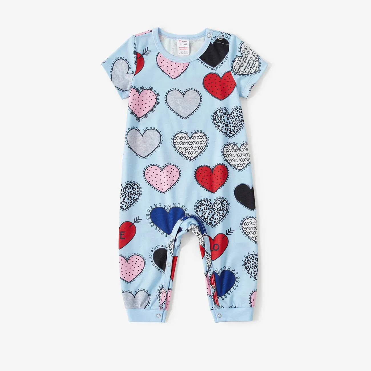 Valentine's Day Family Matching Letters & Heart Pattern Short-sleeve Pajamas Sets(Flame resistant)  big image 1