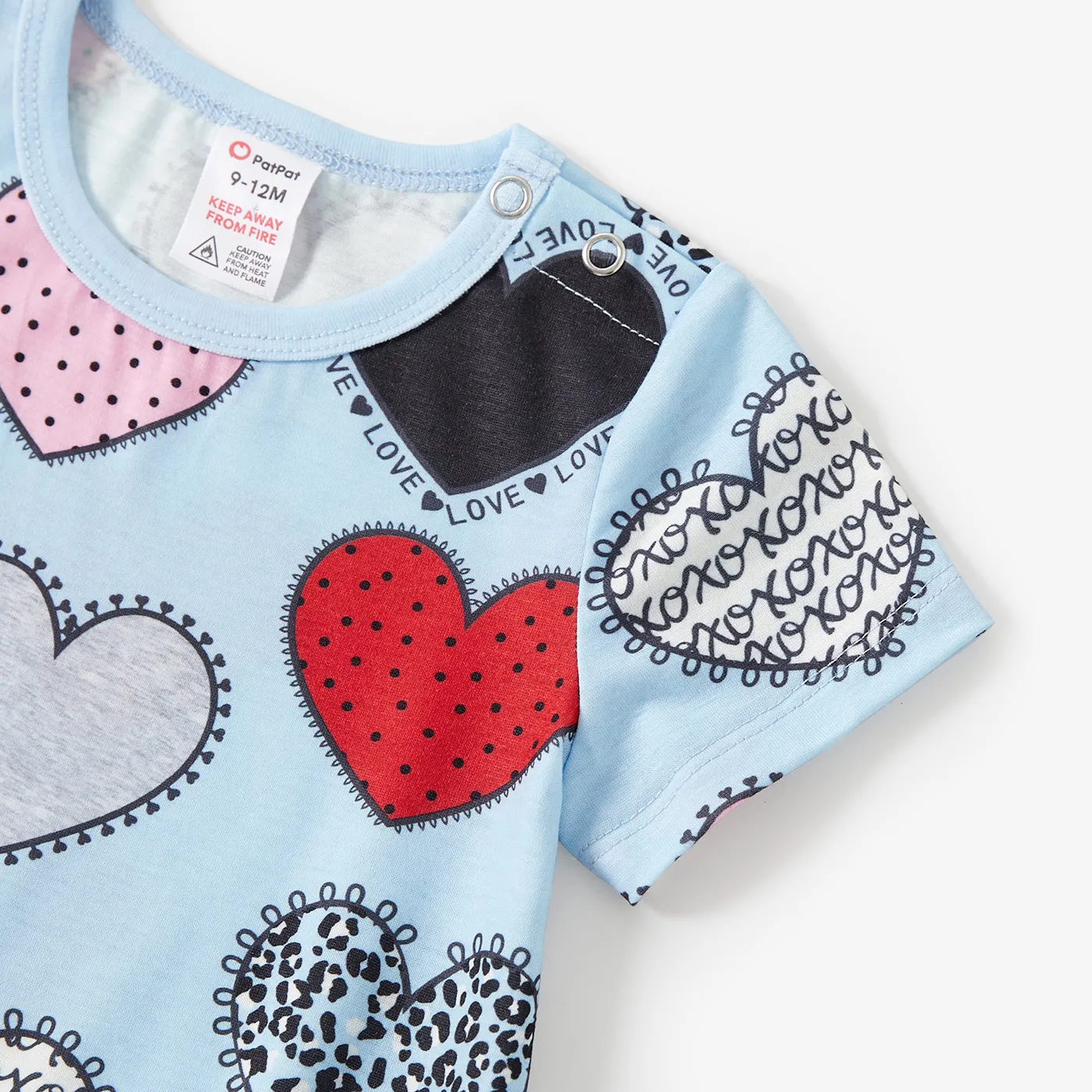 Valentine's Day Family Matching Letters & Heart Pattern Short-sleeve Pajamas Sets(Flame resistant)  image 4