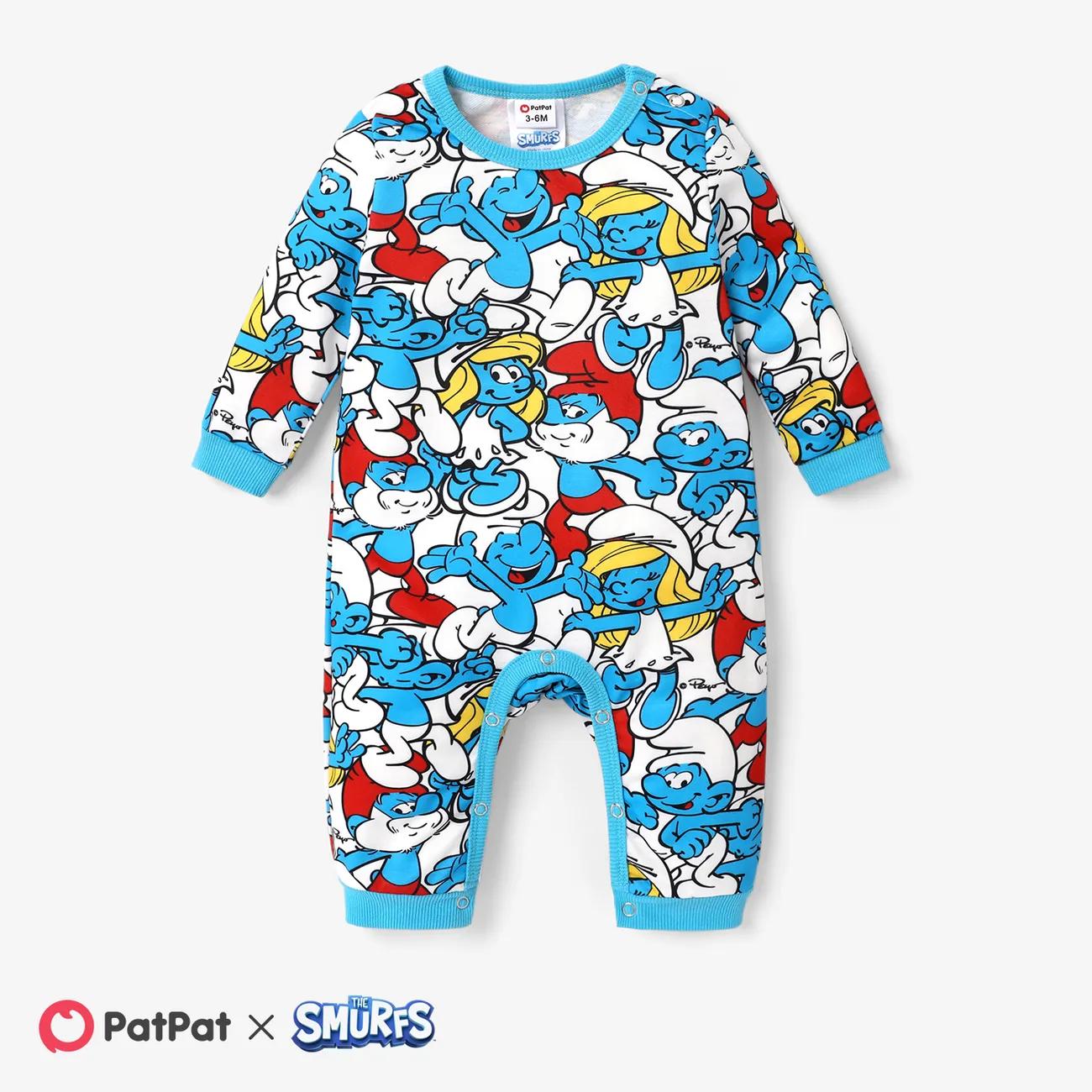 The Smurfs Family Matching Character Graphic Print Long-sleeve Hooded Tops BLUEWHITE big image 1