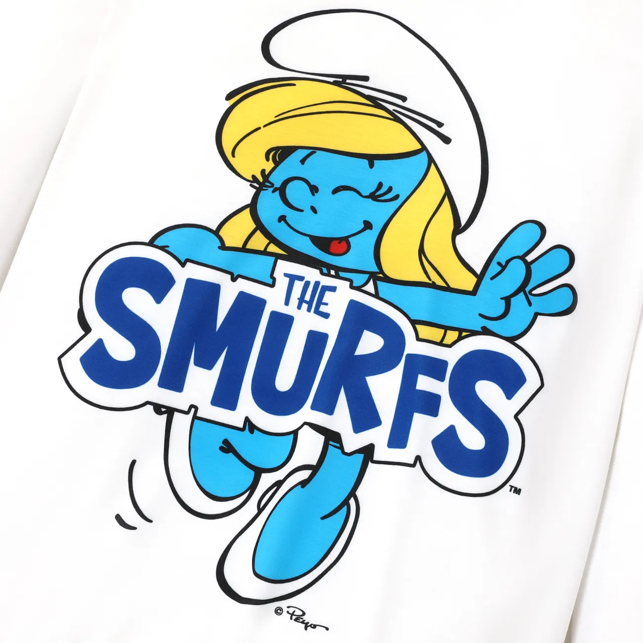 The Smurfs Family Matching Character Graphic Print Long-sleeve Hooded Tops BLUEWHITE big image 1