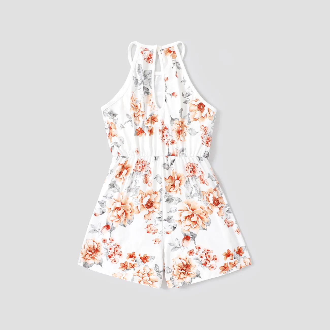 Neckholder-Jumpsuit für Mädchen mit Blumenprint Beige big image 1