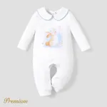 Baby Girl Elegant Rabbit Long Sleeve Coat/ Jumpsuit  White