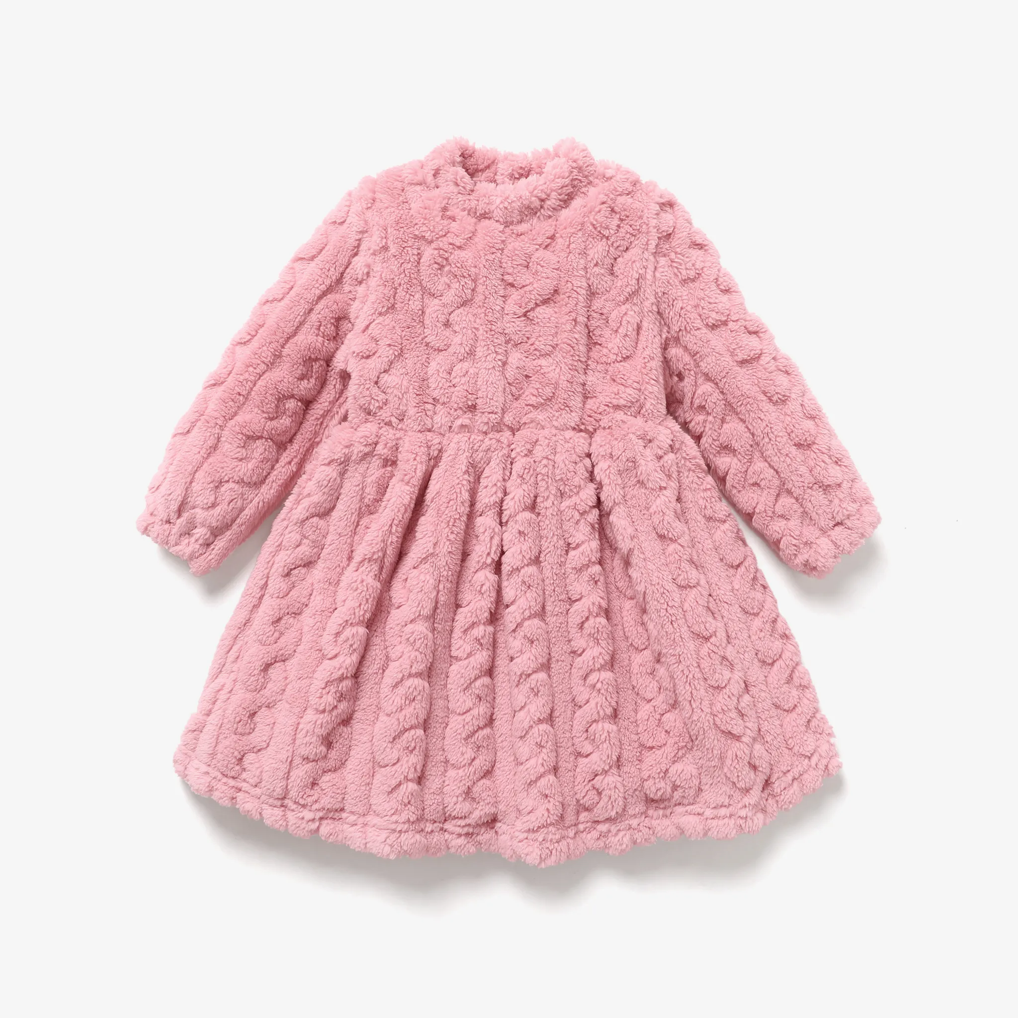 

Toddler Girl Solid Color Long Sleeve Sweet Dress Set