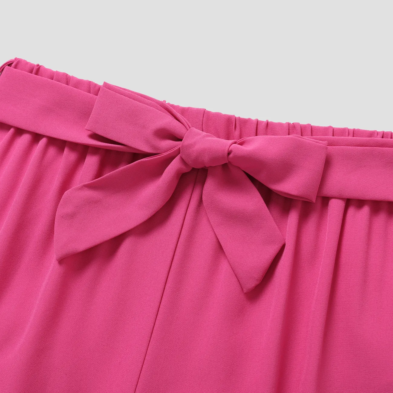 2pcs Kid Girl Cute Cat Print Short-sleeve Tee and Belted Pants Set  Hot Pink big image 1