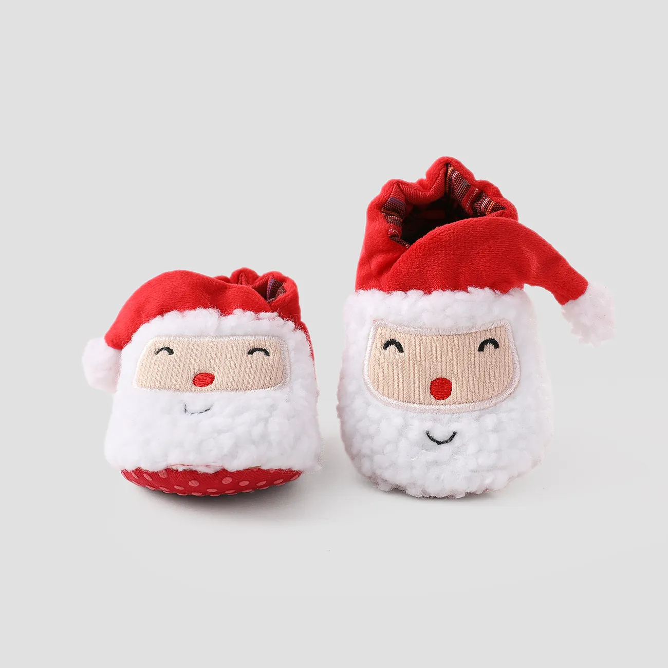 Christmas Baby & Toddler Childlike Santa Pattern Fleece Prewalker Shoes Red big image 1